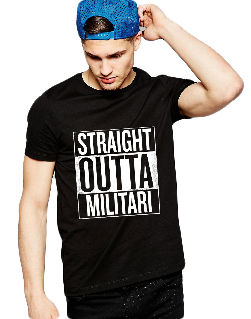 Tricou negru barbati - Straight Outta Militari